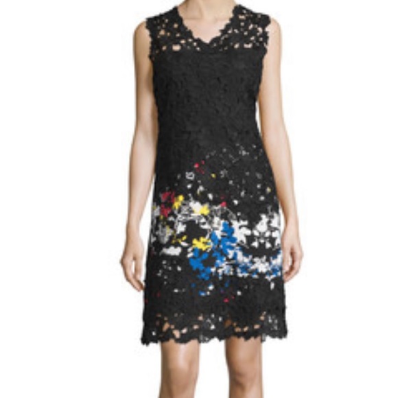Elie Tahari Tinley floral- black lace dress size 6 - Picture 2 of 13
